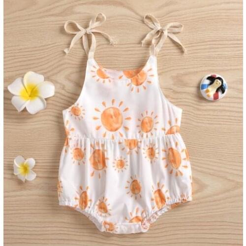 Newborn Baby Girls Fashion Sun/Sunflower Print Romper Stylish Sleeveless Romper for Kids Girls