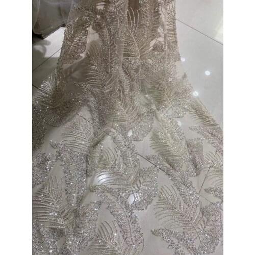 Fashionable SYJ-1888813 french embroidered Lace Fabric for nice dress with beads African French net Lace Fabric