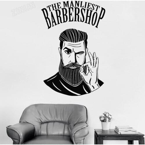 Men Barbershop Sign Wall Stickers For Barber Shop Hairstyle Store Logo Window Decal Vinyl Wall Sticker Decor Living Room Y128