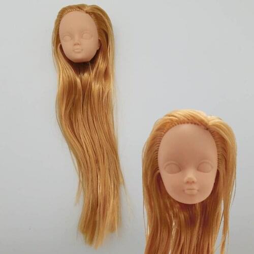 Soft Make Up Practice Dolls Head For 11.5" Doll Heads For Kurhn 1/6 BJD Dolls Practicing Makeup Head With Golden Long Hair