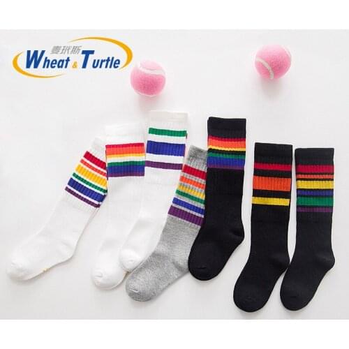 Mother Kids Childrens Clothing Socks Cotton Unisex Colorful Striped Middle Shaft Feet Protect Socks For Baby Kids Children