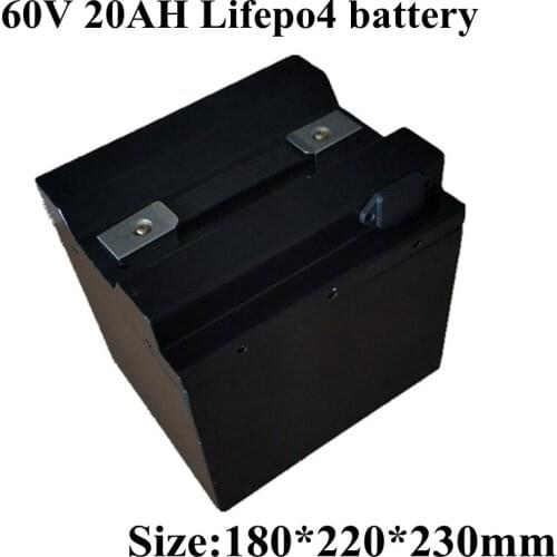 Rechargeable 60V 20ah Lifepo4 Lithium Battery with BMS 20S for Scooter Bike Tricycle Solar Backup Power Supply + 3A Charger
