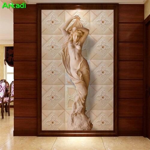 Custom Murals 3D European Tile Sandstone Embossed Aisle Corridor Corridor TV Background Wall Body Art Wallpaper