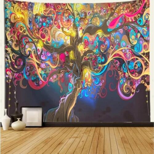 Psychedelic Mushroom Forest Castle Tapestry Fairytale Trippy Colorful Butterfly Wall Hanging Tapestry for Tik tok Home Decor