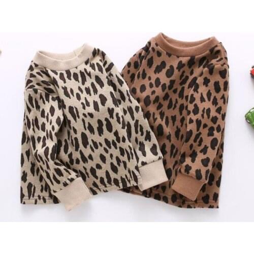 Children Pullover Sweatshirts Kids Girls Boys Leopard Printed Long Sleeve Outer Garment Girl Hoodies Tops Clothes Spring Autumn