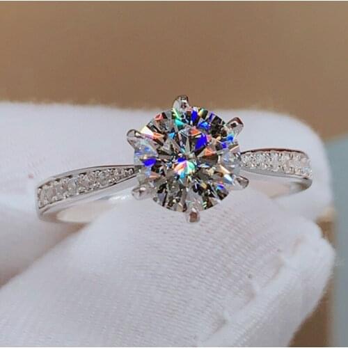 Luxury Female Small Lab Diamond Ring Real 925 Sterling Silver Engagement Ring Solitaire Wedding Classic eternal Rings For Women