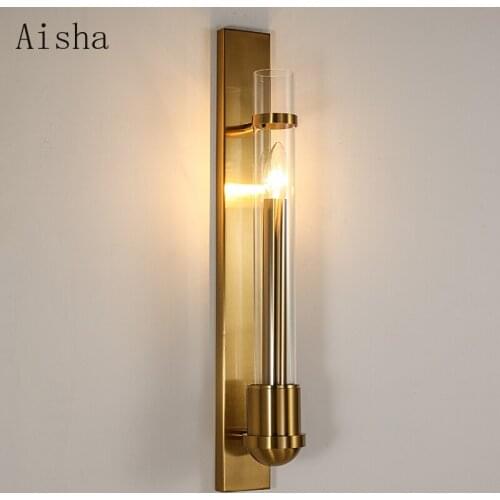 Modern American Golden Glass Wall Lamp Home Atmosphere Living Room TV Background Wall Lamp Bedroom Bedside Aisle Lamp