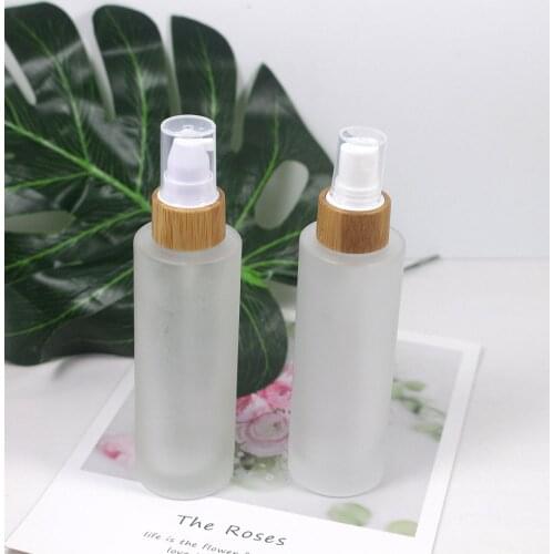 80ML glass cream jar lotion spray pump bottle with ecological bamboo lid wood cap Cosmetic container