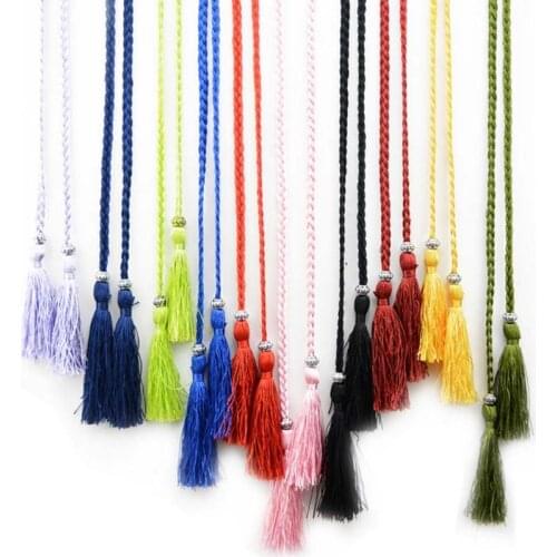Woven Tassel Belt Ladies Belt Korean Version of The Bow Tie Rope Dress Knot Decorated Waist Chain Waist Rope F0069