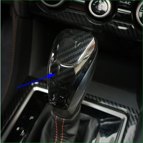 Car Styling ABS Carbon fibre print ABS slivery matt Gear Shift Knob Head Cover Trim Decoration Sticker For SUBARU XV 2018