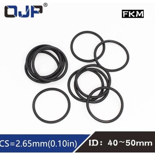 5PCS Fluorine rubber Ring Black FKM O ring Seal CS:2.65mm ID40/41.2/42.5/43.7/45/46.2/48.7/50mm Rubber O-Ring Seal Ring Gasket