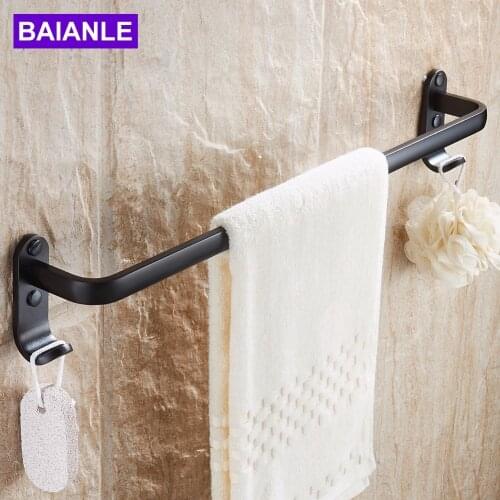Bathroom Single Towel Bar In Shower Towel Hanger Space aluminum Modern Style Black Wall Mount