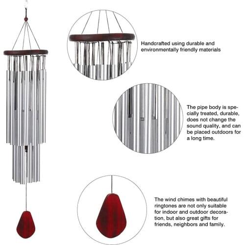 Wind Chime 27 Tubes Handmade Rust-proof Hanging Pendant with Soothing Melodic Tones Metal Windows Yard Decor