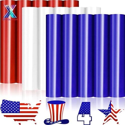 XFX HTV 10 Pcs 12" X 10" Heat Transfer Vinyl Accessories for DIY USA 4th of July Patriotic Iron on Vinyll HTV Bundle Easy Weed
