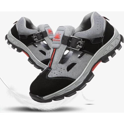 Anti-piercing Protective Shoes Mens Fashion Breathable Steel Toe Cap Work Safety Shoes Outdoor Cowhide Suede Sandals Non-slip Y