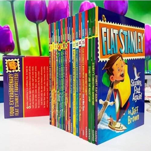 19PCS/SET The Flat Stanley Collection Global Adventure Childrens Picture English Reading Book Comic Novel Fiction Kids Gift