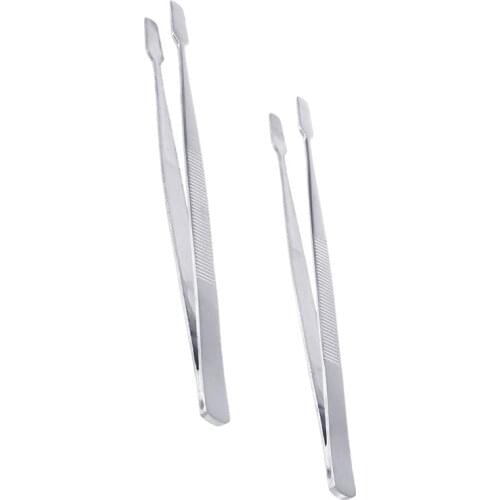 2pcs Stamp Tweezers Philately Stamps Collector Tools (Silver)