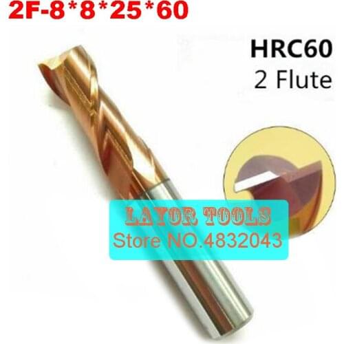 2F-8*8*25*60 HRC60,carbide Square Flatted End Mills coating:nano TWO flute diameter 8.0mm, The Lather,boring Bar,cnc,machine