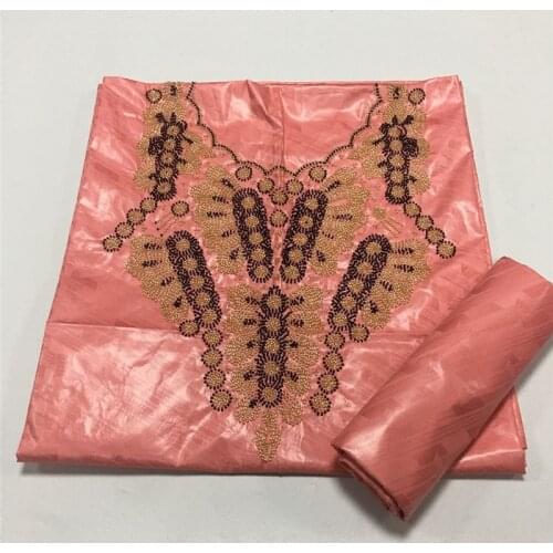 3+2 yard/lot Jacquard dress fabric bazin riche brode bazin brode collar Embroidery beads 2020 for men or women cloth 2L12311