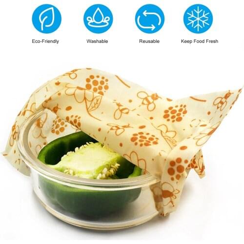 3Pcs Beeswax Food Wrap Food Grade Reusable Storage Wrap Eco Friendly Organic Natural Bees Wax Wrapping Paper for Kitchen