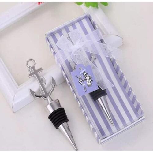 50pcs New Creative anchor metal wine stopper Red Wine Bottle Stopper Birthday Wedding Party