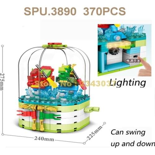 601135 370pcs Chinese Culture Dragon Boat Festival Race Display Box 2 Dolls Building Blocks Toy