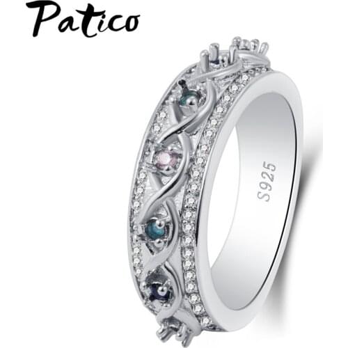 Free Shipping Wholesale Round Cut AAA Colorful CZ Silver Ring Size 6 7 8 9 10 Fashion Popular New Saucy Jewelry For Women