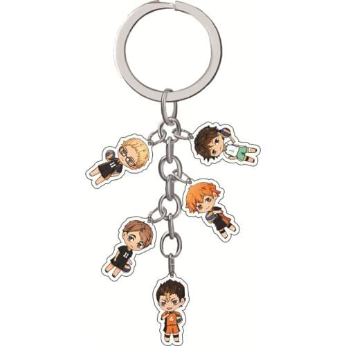 1 Pcs New Japan Anime Haikyuu Keychains Figure Hinata Shoyo Kozume Kenma Pendant Acrylic Keyrings for Bag Unisex Gifts Toys