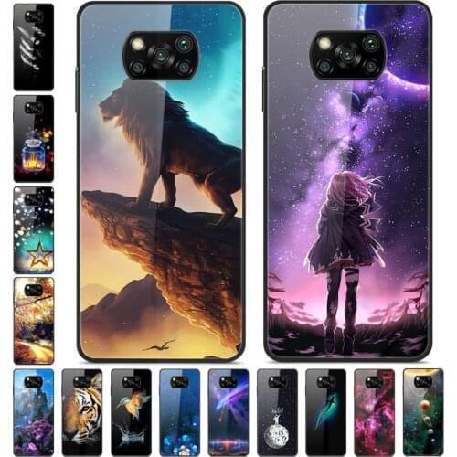 For Poco X3 Pro Case Tempered Glass Fashion Hard Back Cover for Xiaomi Poco X3 Pro Phone Case Shockproof POCOX3 X 3 Pro Funda