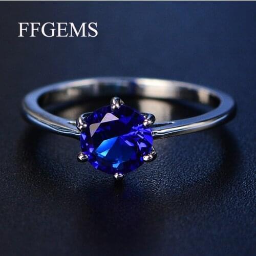 FFGems Gemstones Amethyst Silver Ring Blue Sapphire Ruby Ring Silver 925 Jewelry Aquamarine Rings For Women Engagement Rings