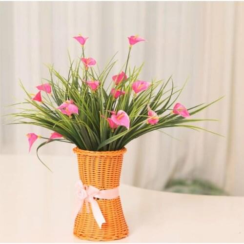 Hot Sale 1pc Green Artificial Grass Plants Plastic Artificial Flowers Home Office Desk Decor Leaves Party Decors Plants Flower