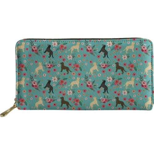 HaoYun Fashion Womens Long Wallets Cartoon Floral Bulldogs Prints Pattern Girls Money Bag PU Leather Ladies Coin Pounch Bags