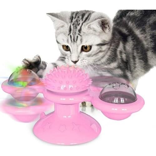 Cat Toy Pet Supplies 2020 New Spinning Windmill Cat Toy Turntable Tease Cat Toy Scratching and Rubbing Cat Brush Windmolen Kat