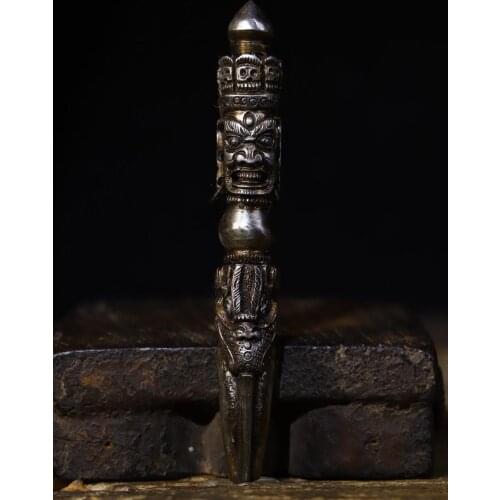 Home Decor 5" Tibet Buddhism Temple Tiantie God of War Mahakala avatar Dorje Vajra Phurba Dagger Holder Dharma