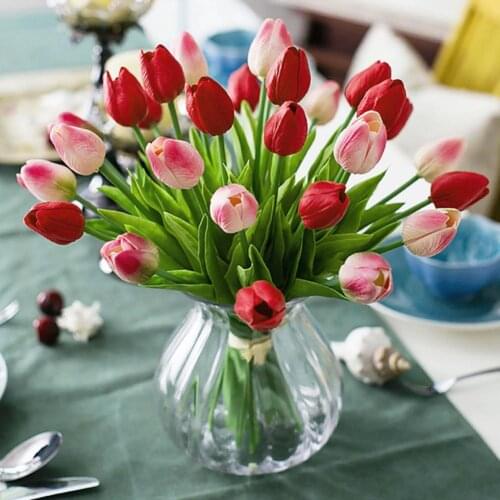 5Pcs Artificial Flowers Garden Tulip Real Touch Flowers Tulip Bouquet Decor Mariage for Home Wedding Decorations Fake Flower