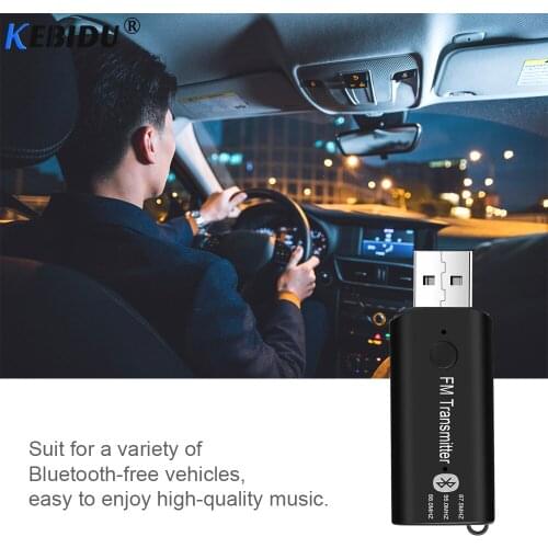 KEBIDU Bluetooth V5.0 USB Receiver FM Transmitter Car Kit Muisc Audio Wireless Adapter For Car for iPhone Samsung Huawei Xiaomi