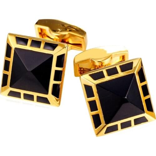 Classic Cufflinks For Mens Simple Design Grid yellow Gold/Silver Color With Enamel Mens Cuff Link Wholesale Men Jewelry C350