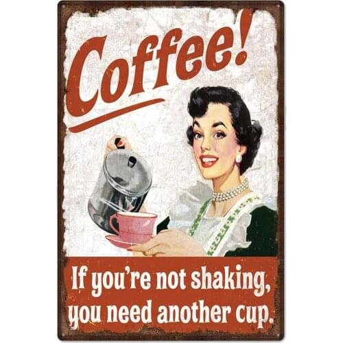 Coffee If You're Not Shaking Novelty Parking Retro Metal Tin Sign Plaque Poster Wall Decor Art Shabby Chic Gift
