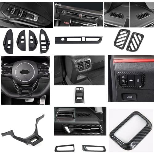 LHD! Car Styling 12PCS ABS Carbon Fiber Printed Interior Kit Cover Trim for Kia Optima K5 2020 2021 Accessories