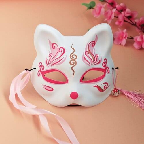 Fox Mask Half Face Cherry Blossom Japanese Style Cosplay Cat Masks With Tassels Masquerade Festival Cosplay Costume Prom Accesso
