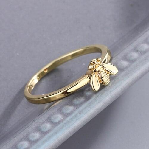 Metal Cute Bee Ring Women Girl Insect Finger Rings Gold Fashion Jewelry Accessories Size 6-10