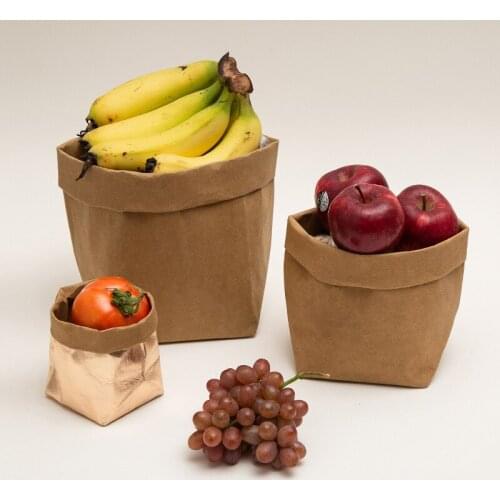 Rose Gold Multi-function Washable Kraft Paper Bag Succulent Small Flower Pot Makeup Brush Refrigerator Storage Home Decoration