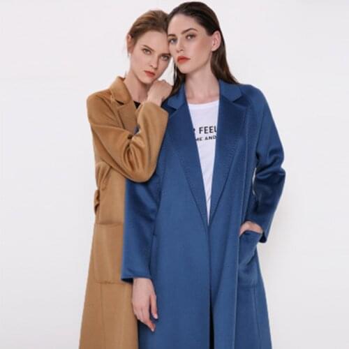 Fashion Cashmere Coat Women Woolen Coat Autumn Winter Long Brand 2019 Thicken Warm Long New Classic Handmade Quality assurance