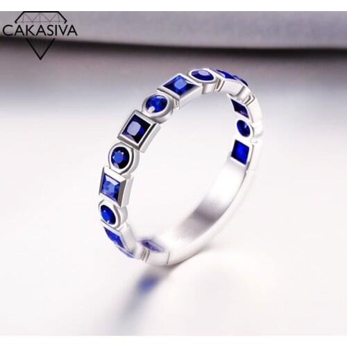 Fashion Luxury 925 Silver Simple Blue Zircon Ring for Women Engagement Wedding Gift Jewelry Ring Wholesale