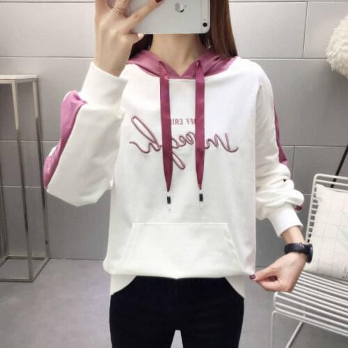 2019 spring new sweet long-sleeved womens loose fashion hooded female big size jacket DW22