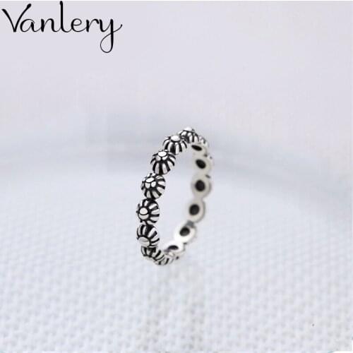 Wholesale Antique Silver Color Flower Rings For Women Statement Jewelry Finger Ring anillos mujer bijoux