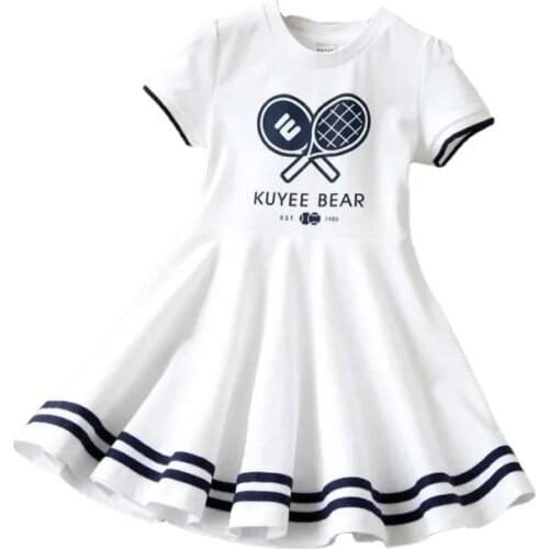 Teenagers Girls Dresses 2021 New Summer Kids Fashion Pleated Cartoons Printing Princess Dress Casual Sport Childrens Clothes