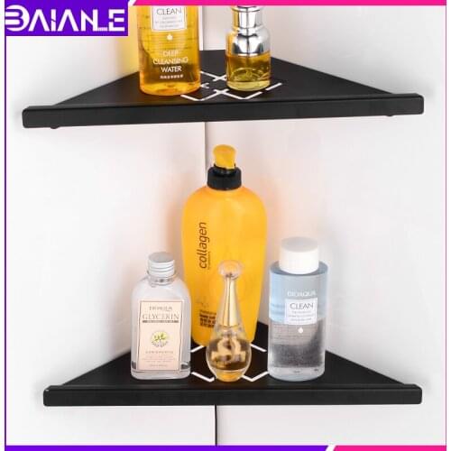 Bathroom Shelf Organizer Corner Brushed Black Stainless Steel Bathroom Shelves Wall Mounted Shower Caddy Shampoo Storage Rack