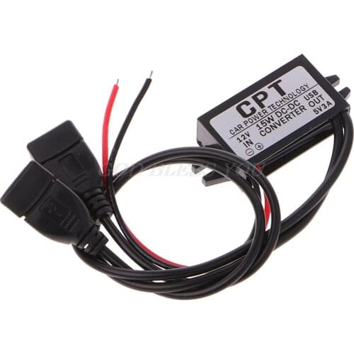 DC Converter 12V To 5V 3A Double 2 USB To Auto Power Regulator Voltage Step Down Drop Shipping