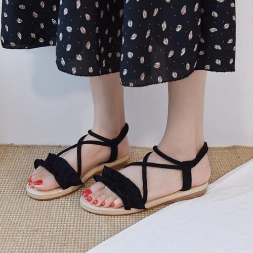Summer Womens Shoes Sandals Elastic Flat Solid Casual Sandals 2021 New Strappy Gladiator Beach Sandals Ladies Flip Flops hot
